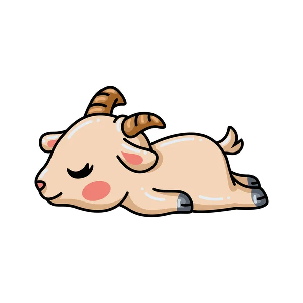 Vector Illustration Cute Baby Goat Cartoon Sleeping — Stock Vector