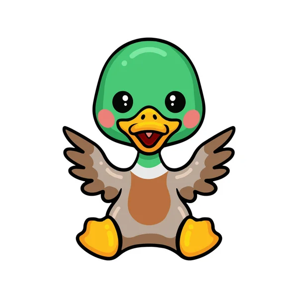 Ilustración Vectorial Lindo Patito Dibujos Animados Sentado — Vector de stock