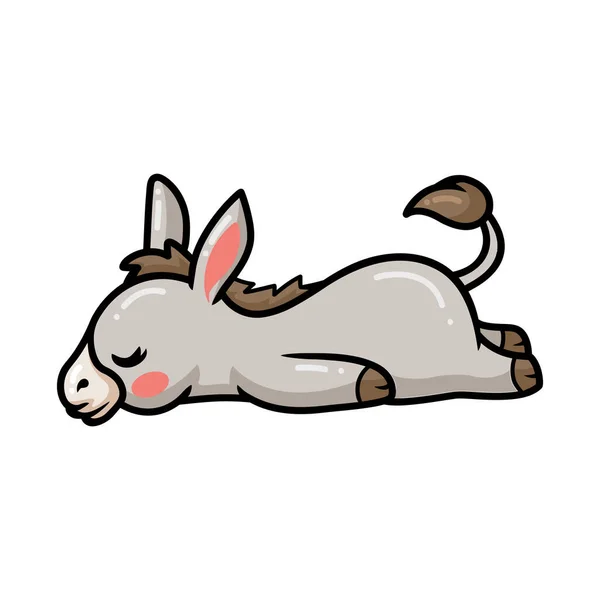 Vector Illustration Cute Baby Donkey Cartoon Sleeping — Διανυσματικό Αρχείο