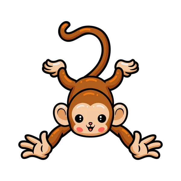 Şirin Bebek Maymun Pozunun Vektör Çizimi — Stok Vektör