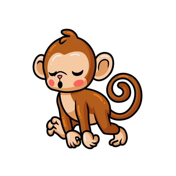 Εικονογράφηση Διάνυσμα Του Χαριτωμένο Κουρασμένος Μωρό Μαϊμού Κινουμένων Σχεδίων — Διανυσματικό Αρχείο