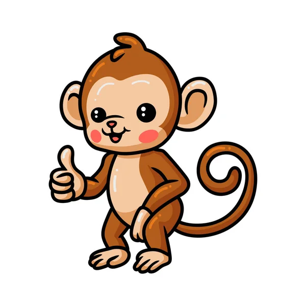 Vektor Illustration Von Cute Baby Monkey Cartoon Gibt Daumen Nach — Stockvektor