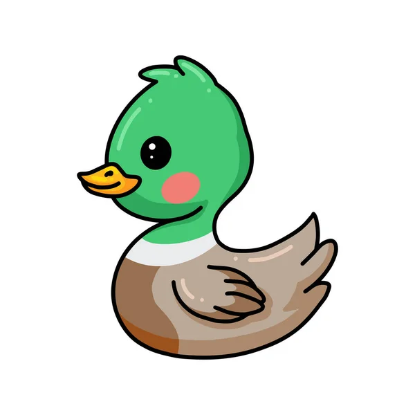 Ilustração Vetorial Desenho Animado Bonito Pato Verde Pouco — Vetor de Stock