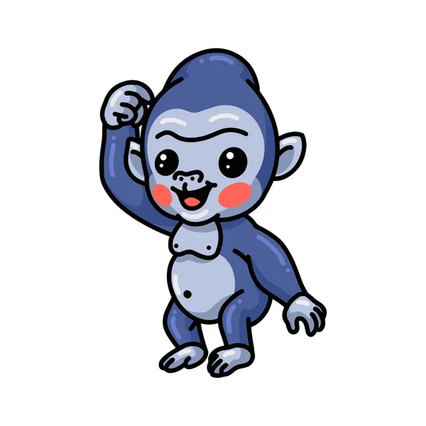 Vector Ilustración Lindo Bebé Gorila Pie Dibujos Animados — Vector de stock