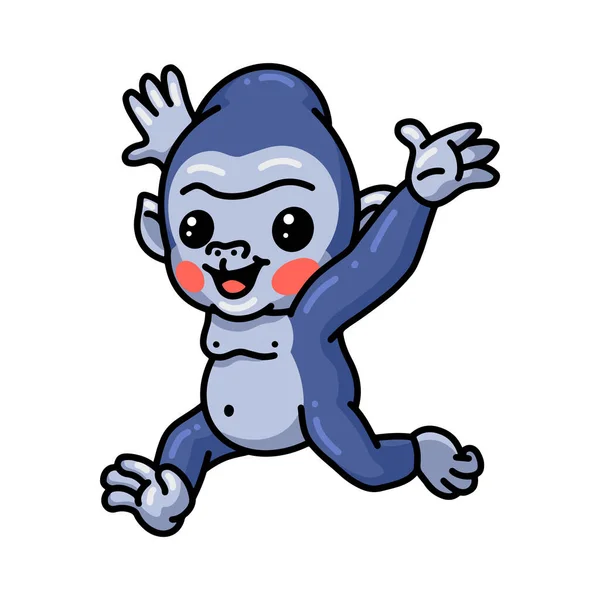Ilustración Vectorial Lindo Bebé Gorila Dibujos Animados Corriendo — Archivo Imágenes Vectoriales