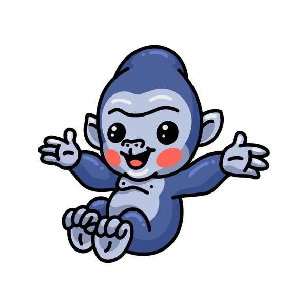 Ilustração Vetorial Bebê Bonito Gorila Desenho Animado Pulando — Vetor de Stock