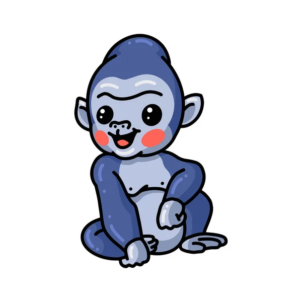 Ilustración Vectorial Lindo Bebé Gorila Dibujos Animados Sentado — Archivo Imágenes Vectoriales
