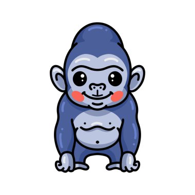 Şirin bebek goril pozunun vektör çizimi