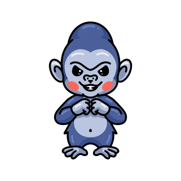 Vector Illustration Cute Angry Baby Gorilla Cartoon — Stock Vector