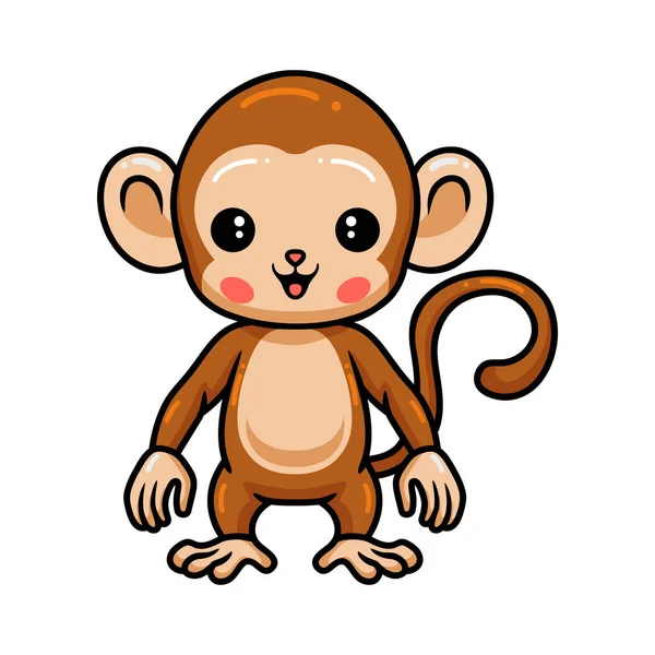 Vektor Illustration Von Cute Baby Monkey Cartoon Stehend — Stockvektor