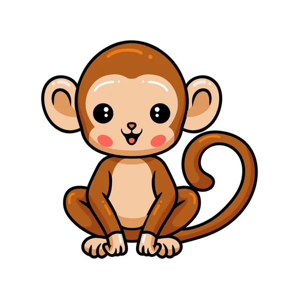 Ilustração Vetorial Bonito Bebê Macaco Desenho Animado Sentado —  Vetores de Stock