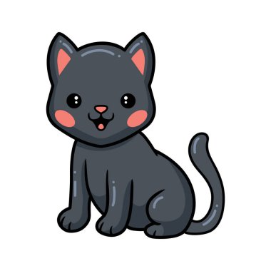 Şirin siyah kedi çizgi filminin vektör çizimi