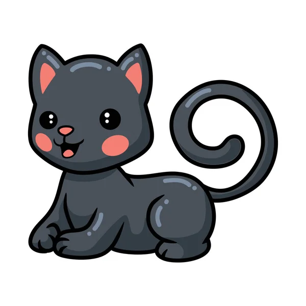 Εικονογράφηση Διάνυσμα Του Χαριτωμένο Μαύρο Μικρό Γάτα Κινουμένων Σχεδίων Ξαπλωμένη — Διανυσματικό Αρχείο