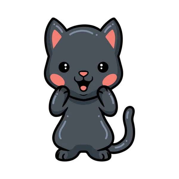 Ilustración Vectorial Dibujos Animados Lindo Gato Negro Feliz — Vector de stock