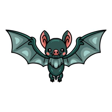 Uçan şirin yeşil yarasa çizgi filminin vektör çizimi