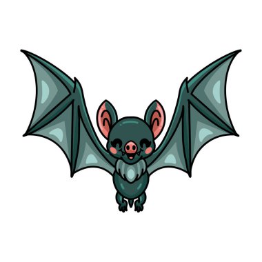 Uçan şirin yeşil yarasa çizgi filminin vektör çizimi