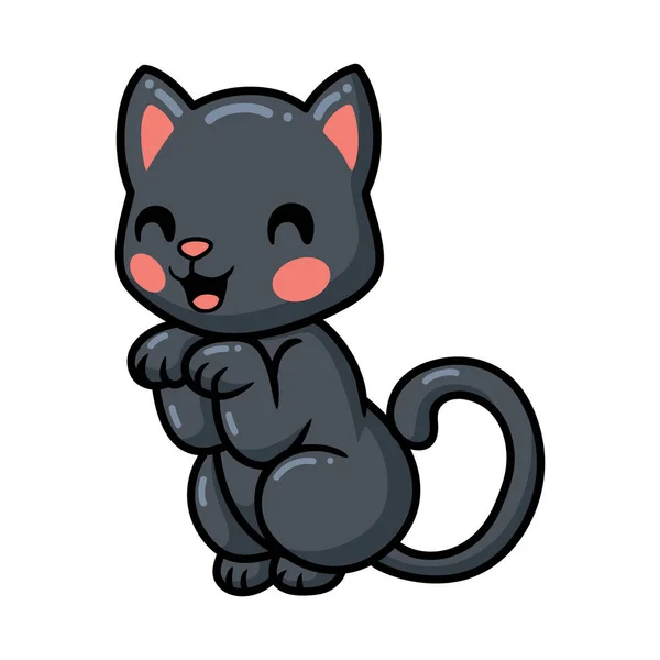 Vektorová Ilustrace Roztomilé Černošky Malá Kočka Karikatura Pózování — Stockový vektor