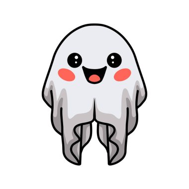 Çizgi filmlerdeki beyaz hayaletin vektör çizimi.