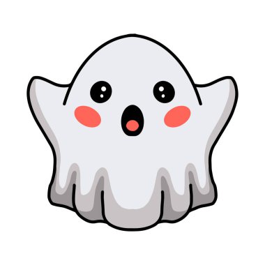 Çizgi filmlerdeki şirin cadılar bayramı beyaz hayaletinin temsilcisi el kaldırıyor.