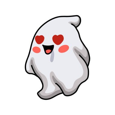Çizgi filmdeki aşık sevimli hayaletin vektör çizimi