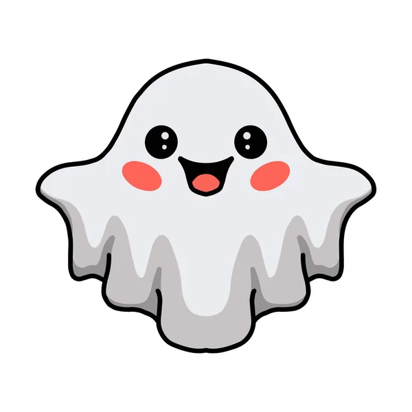 Ilustración Vectorial Dibujos Animados Lindo Halloween Blanco Fantasma — Vector de stock