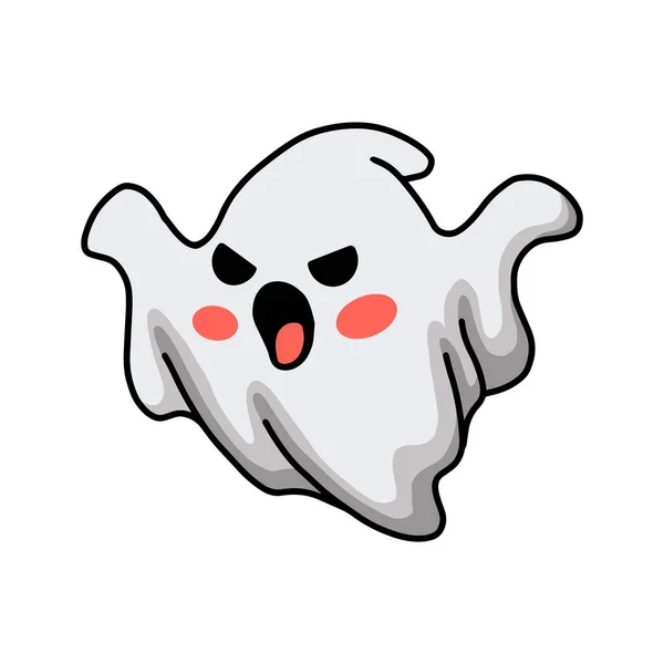 Ilustração Vetorial Dos Desenhos Animados Assustador Halloween Fantasma Branco —  Vetores de Stock