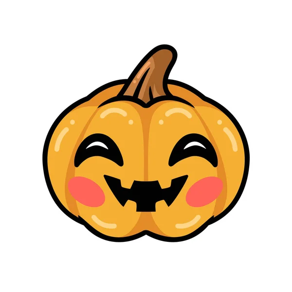 Ilustración Vectorial Calabaza Naranja Dibujos Animados Con Cara Feliz — Vector de stock