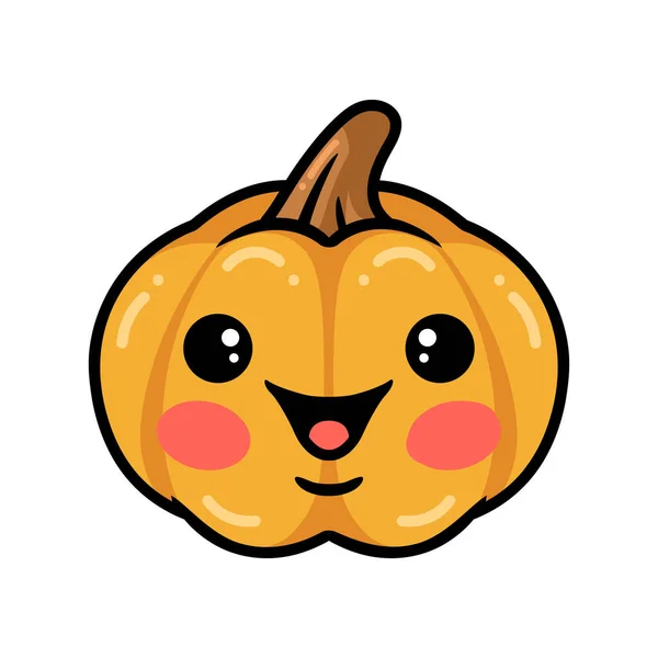 Ilustración Vectorial Calabaza Naranja Dibujos Animados Con Cara Feliz — Vector de stock