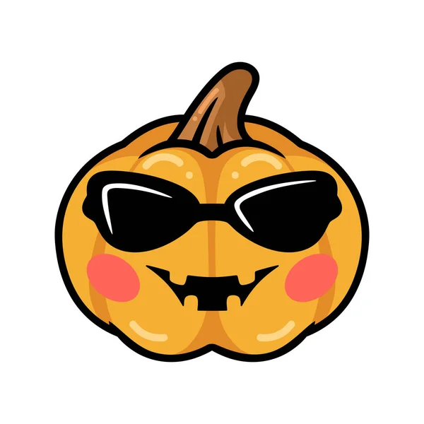 Ilustración Vectorial Calabaza Naranja Dibujos Animados Con Sunglasess Expresión Cara — Vector de stock