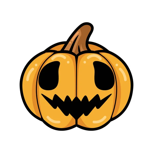 Ilustración Vectorial Calabaza Naranja Dibujos Animados Con Cara Feliz — Archivo Imágenes Vectoriales