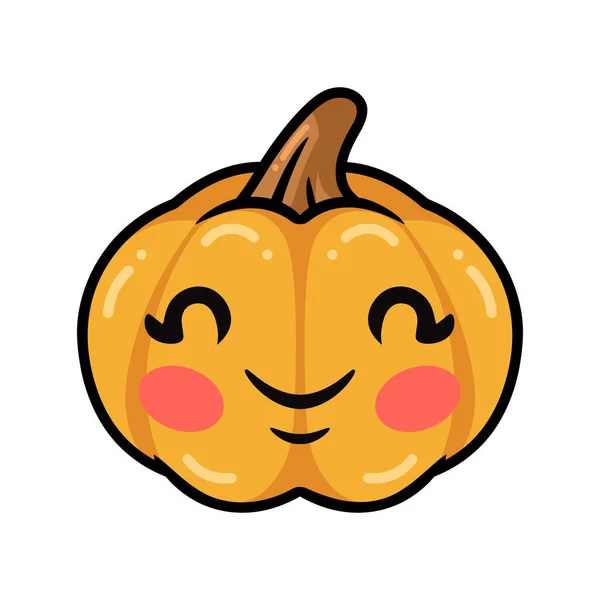 Ilustración Vectorial Calabaza Naranja Dibujos Animados Con Cara Feliz — Vector de stock