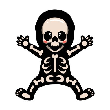 Şirin Cadılar Bayramı iskeleti pozunun vektör çizimi