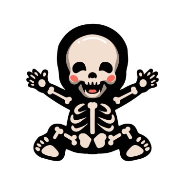 Şirin Cadılar Bayramı iskelet çizgi filminin vektör çizimi 