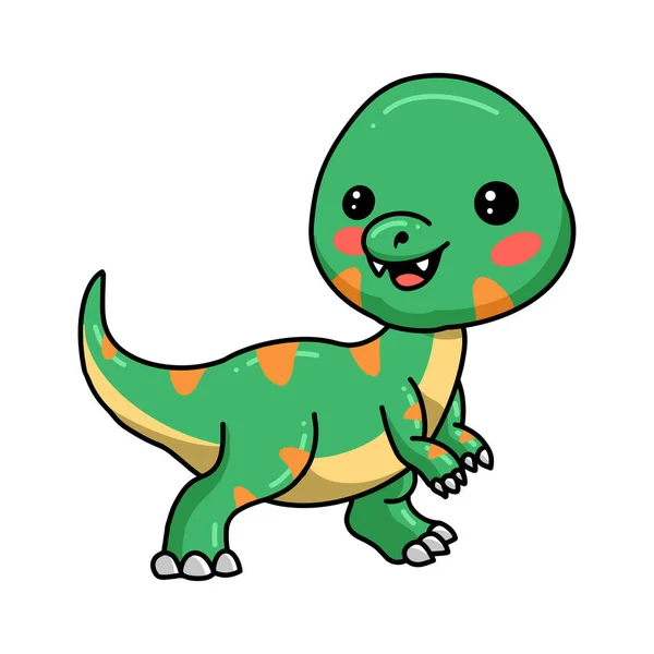 Wektor Ilustracji Cute Little Dinozaurów Kreskówki Pozowanie — Wektor stockowy