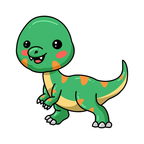 Ilustración Vectorial Lindo Pequeño Dinosaurio Posando — Vector de stock