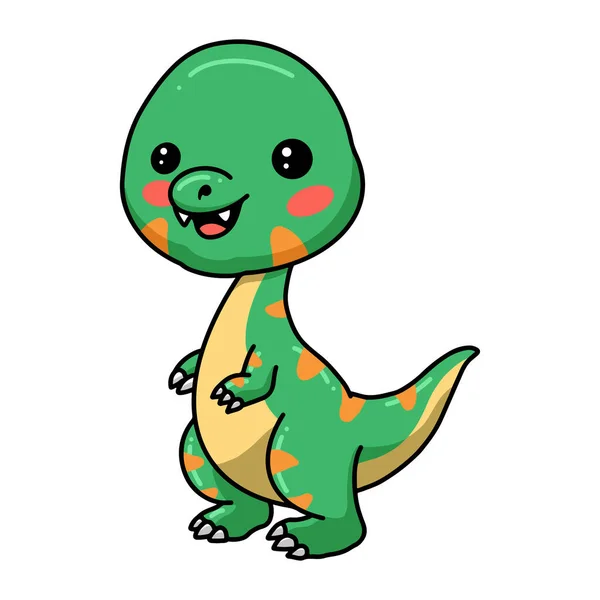 Illustration Vectorielle Mignon Petit Dinosaure Dessin Animé Debout — Image vectorielle