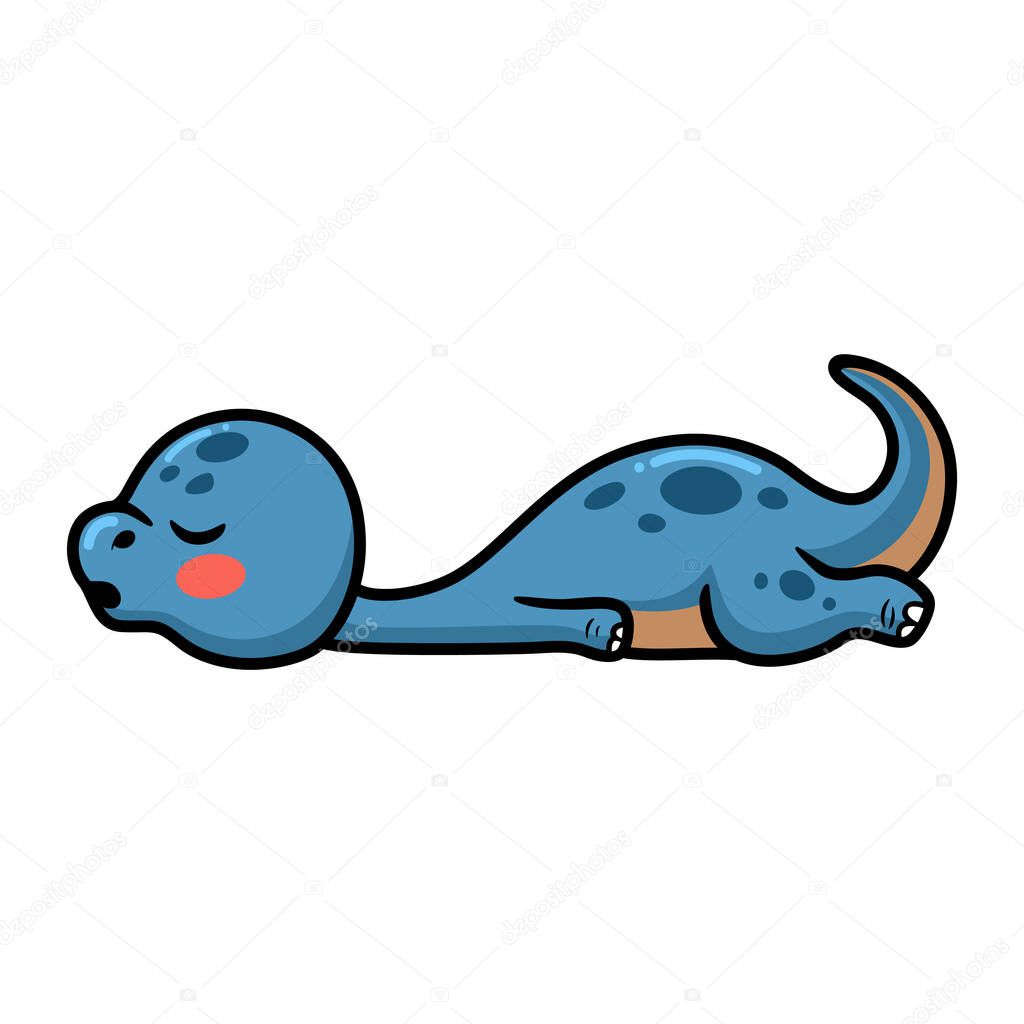 Vector illustration of Cute little dinosaur cartoon sleeping
