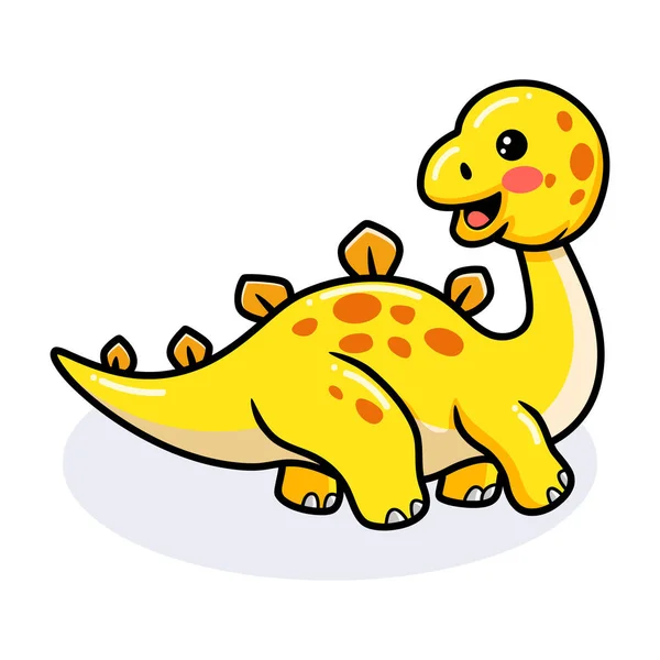 Ilustración Vectorial Dibujos Animados Dinosaurios Pequeños Lindos Estegosaurios — Vector de stock