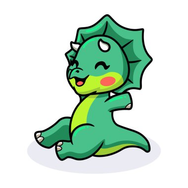 Küçük şirin triceratops dinozor çizgi filminin vektör çizimi.