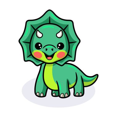 Küçük şirin triceratops dinozor çizgi filminin vektör çizimi