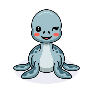 Küçük şirin dinozor çizgi filminin göz kırpan gözünün vektör çizimi