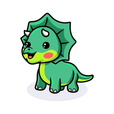 Küçük şirin triceratops dinozor çizgi filminin vektör çizimi