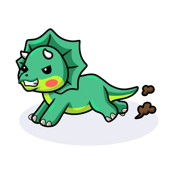 Vector Illustratie Van Leuke Boze Kleine Triceratops Dinosaurus Cartoon — Stockvector