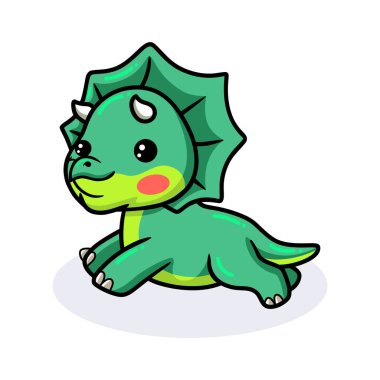 Küçük şirin triceratops dinozor çizgi filminin vektör çizimi.