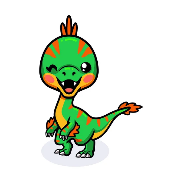 Illustration Vectorielle Mignon Petit Oviraptor Dinosaure Dessin Animé — Image vectorielle