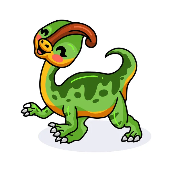 Vektorillustration Des Niedlichen Kleinen Parasaurolophus Dinosaurier Cartoons — Stockvektor