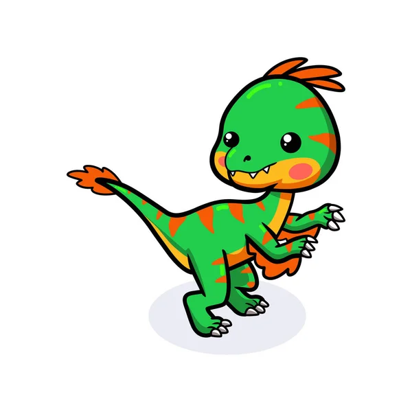 Şirin Küçük Oviraptor Dinozor Çizgi Filminin Vektör Çizimi — Stok Vektör