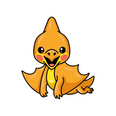 Şirin küçük Pterodactyl dinozor çizgi filminin vektör çizimi