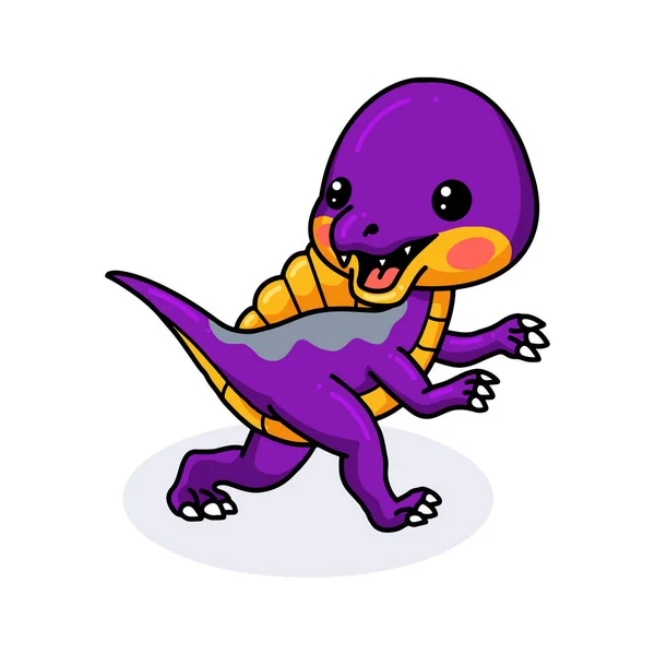 Illustration Vectorielle Mignon Petit Dinosaure Violet Dessin Animé — Image vectorielle