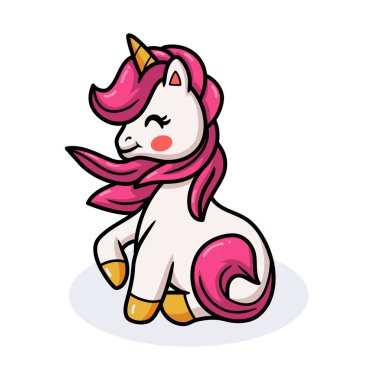 Şirin bebek tek boynuzlu at çizgi filminin vektör çizimi